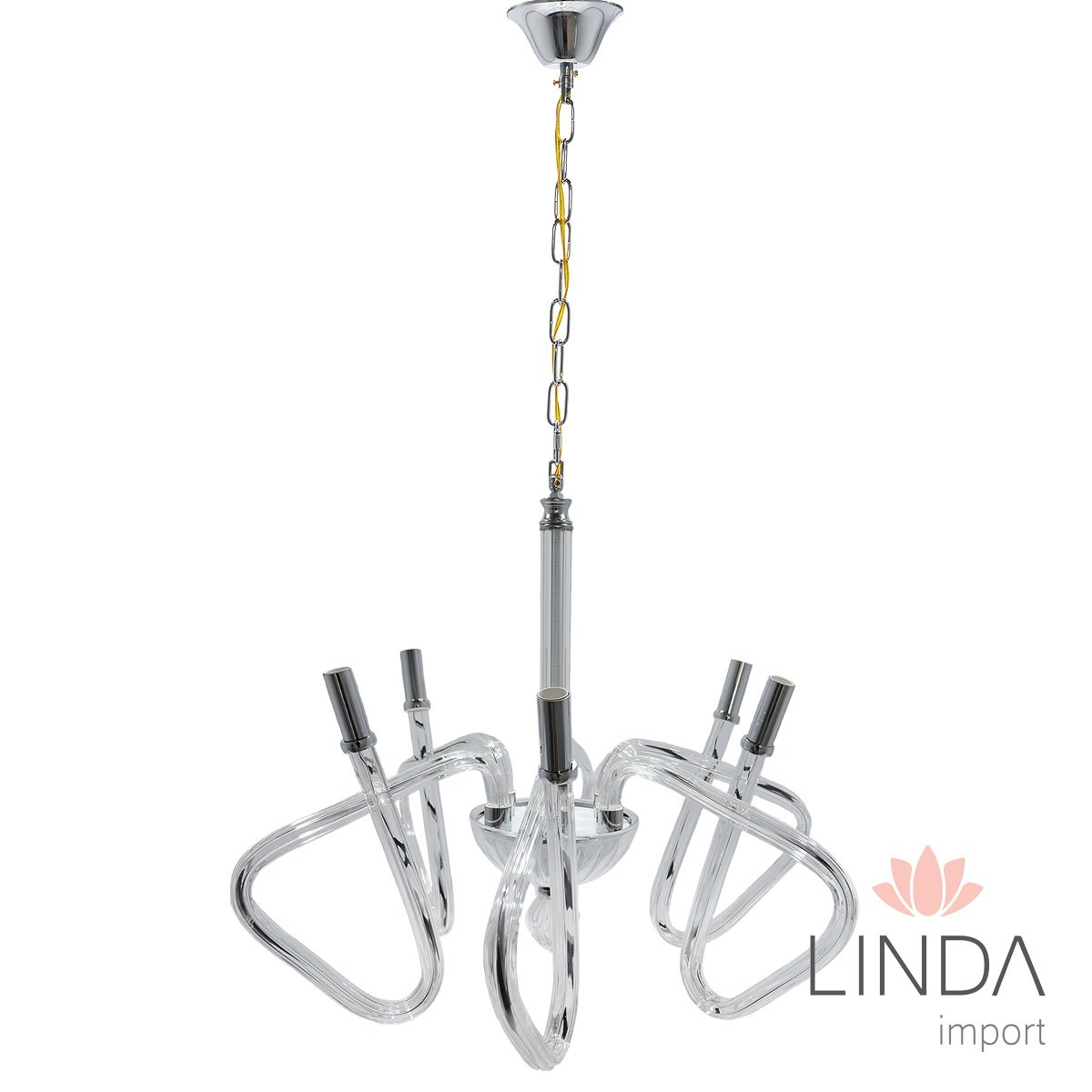 Lustre de Vidro Transparente 6 Braços 53X66 Di08