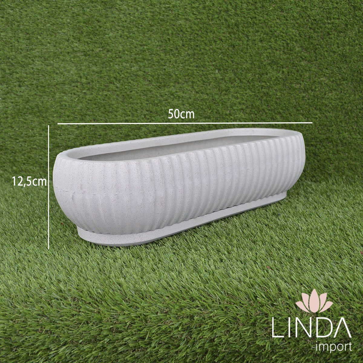 Jardineira Ritmo 12 Branco Marmore 21X50X12,5CM Aao1002