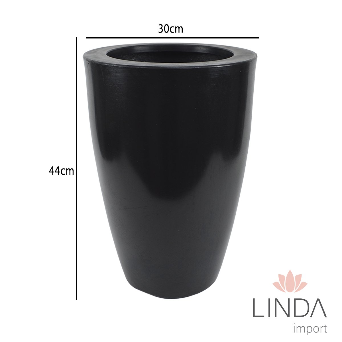 Vaso Cone Liso 45 Preto Absoluto 30X44CM Aao1008