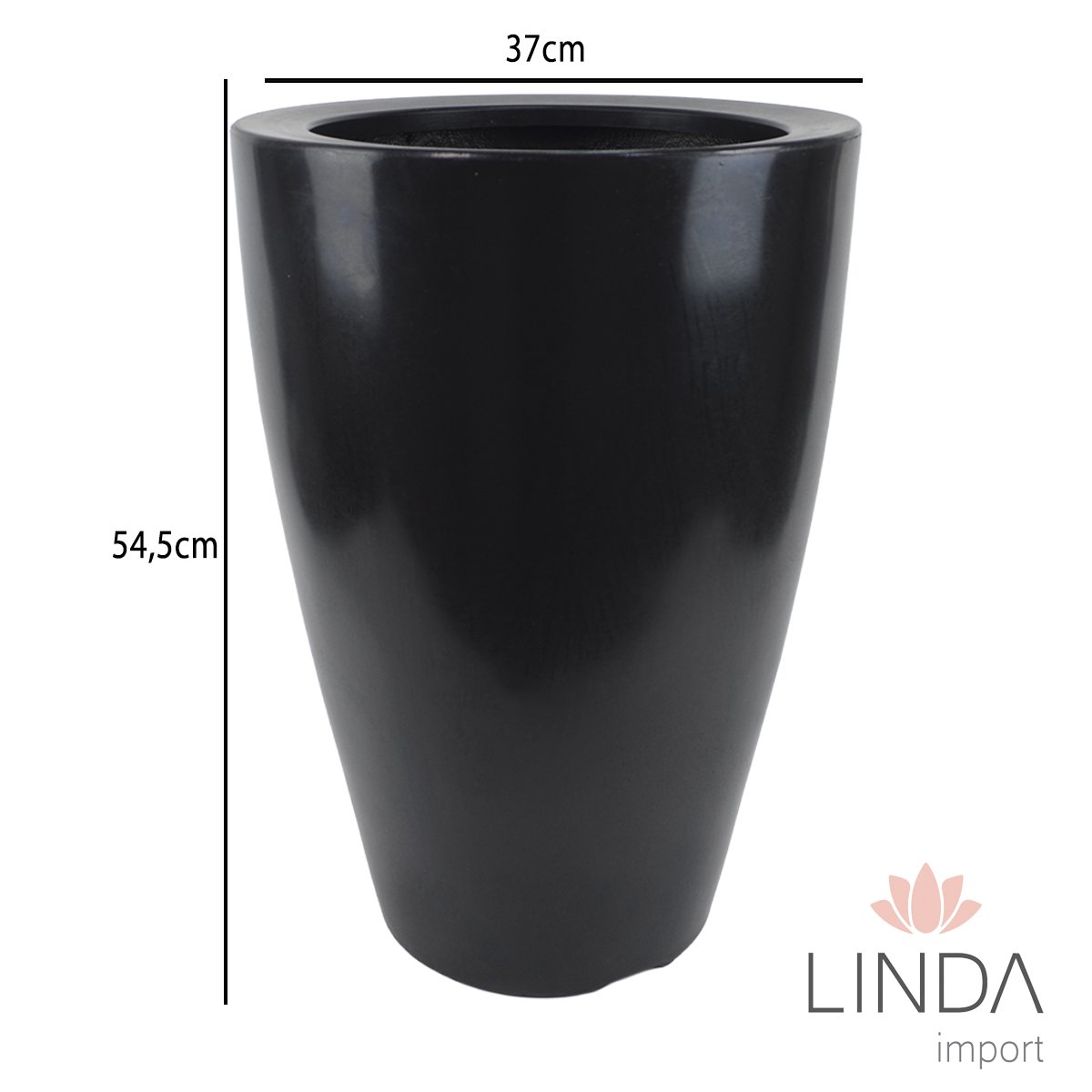 Vaso Cone Liso 55 Preto Absoluto 37X54,5CM Aao1010