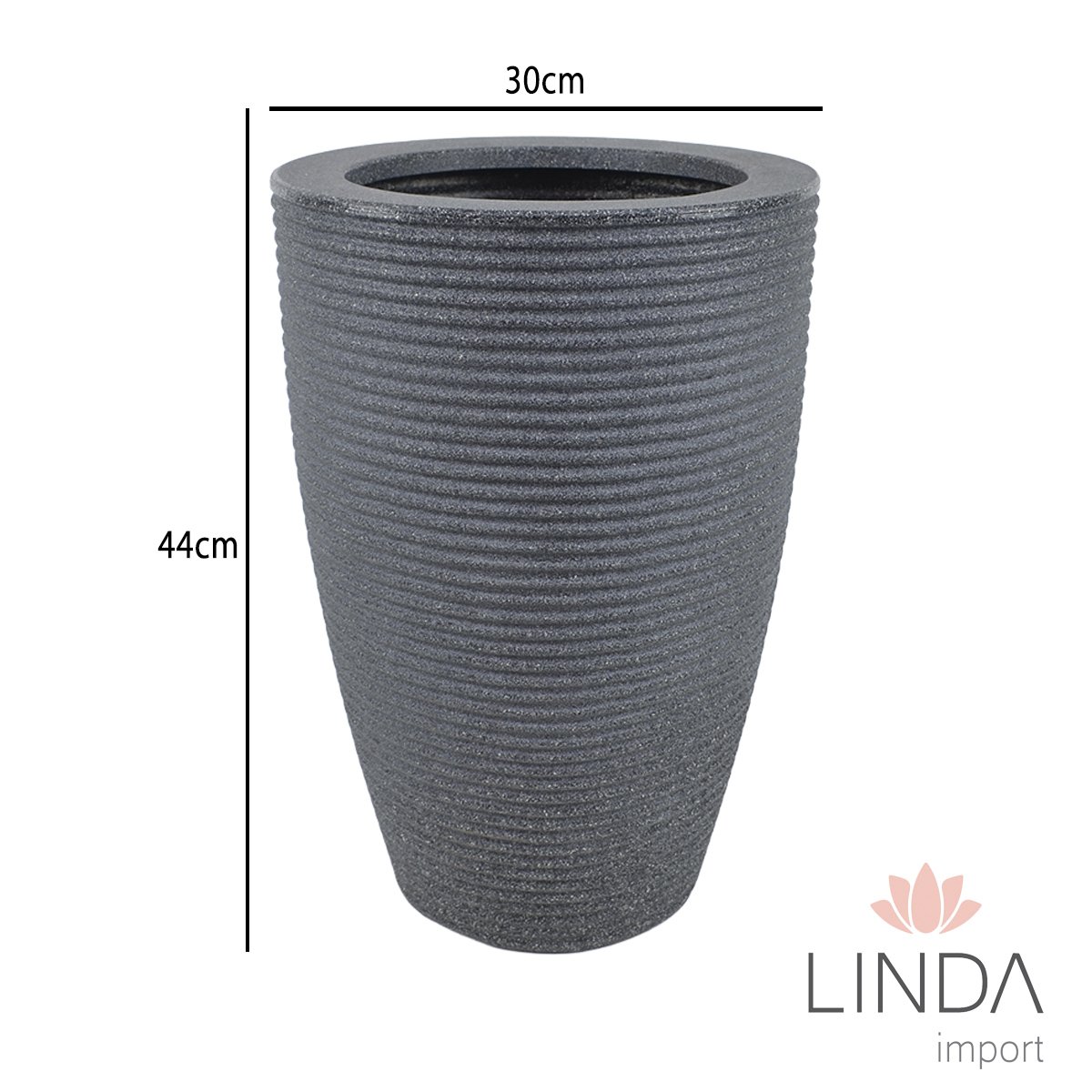 Vaso Cone Riscato 45 Preto Marmore 30X44CM Aao1011