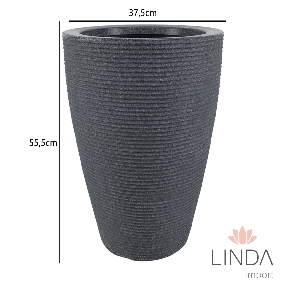 Vaso Cone Riscato 55 Preto Marmore 37,5X55,5CM Aao1012
