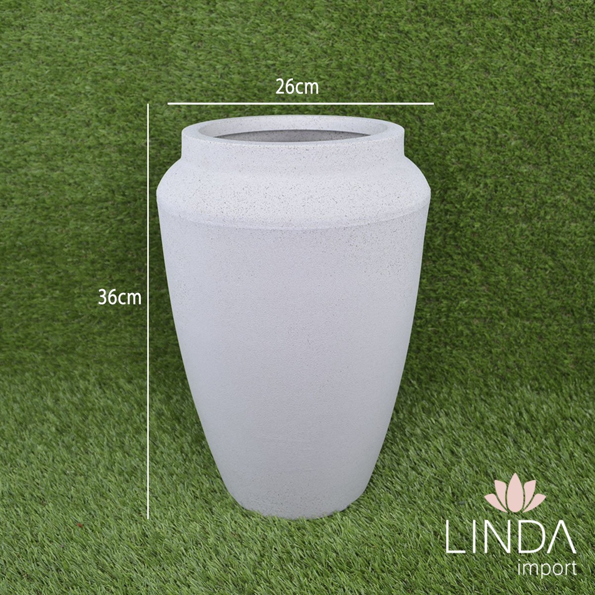Vaso Thai 35 Branco Marmore 26X36CM Aao1014