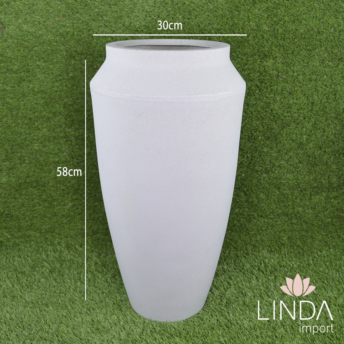 Vaso Thai 58 Branco Marmore 30X58CM Aao1016