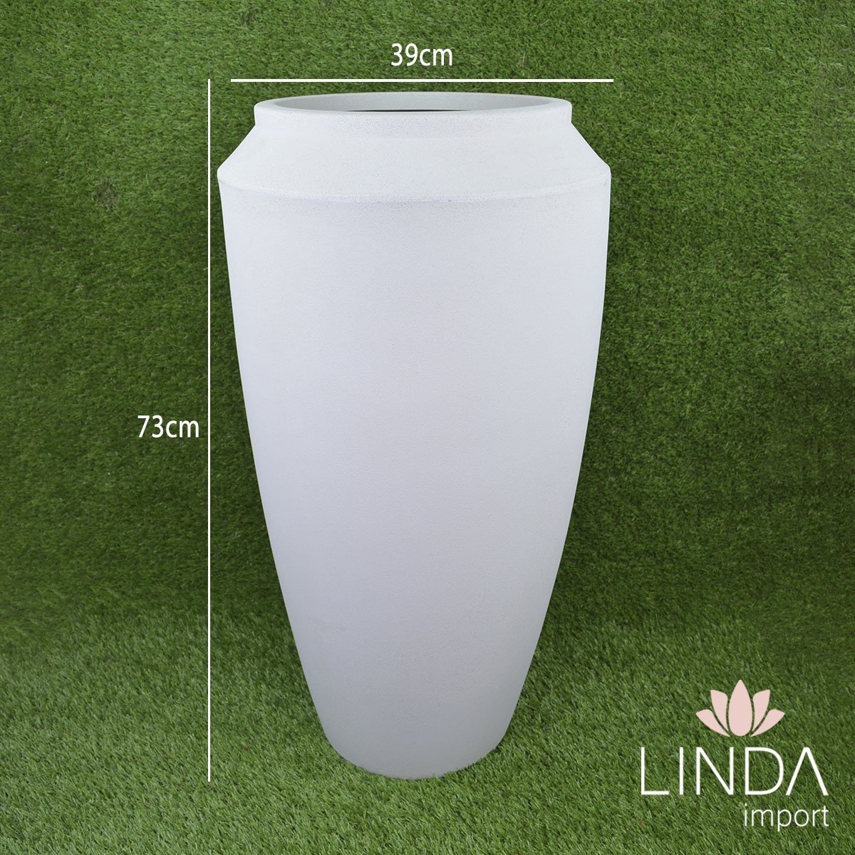 Vaso Thai 75 Branco Marmore 39X73CM Aao1017