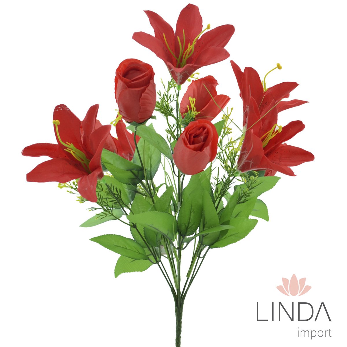 Buquê de Lírios e Rosas C/10 Galhos 45CM Mix de Cores BG105