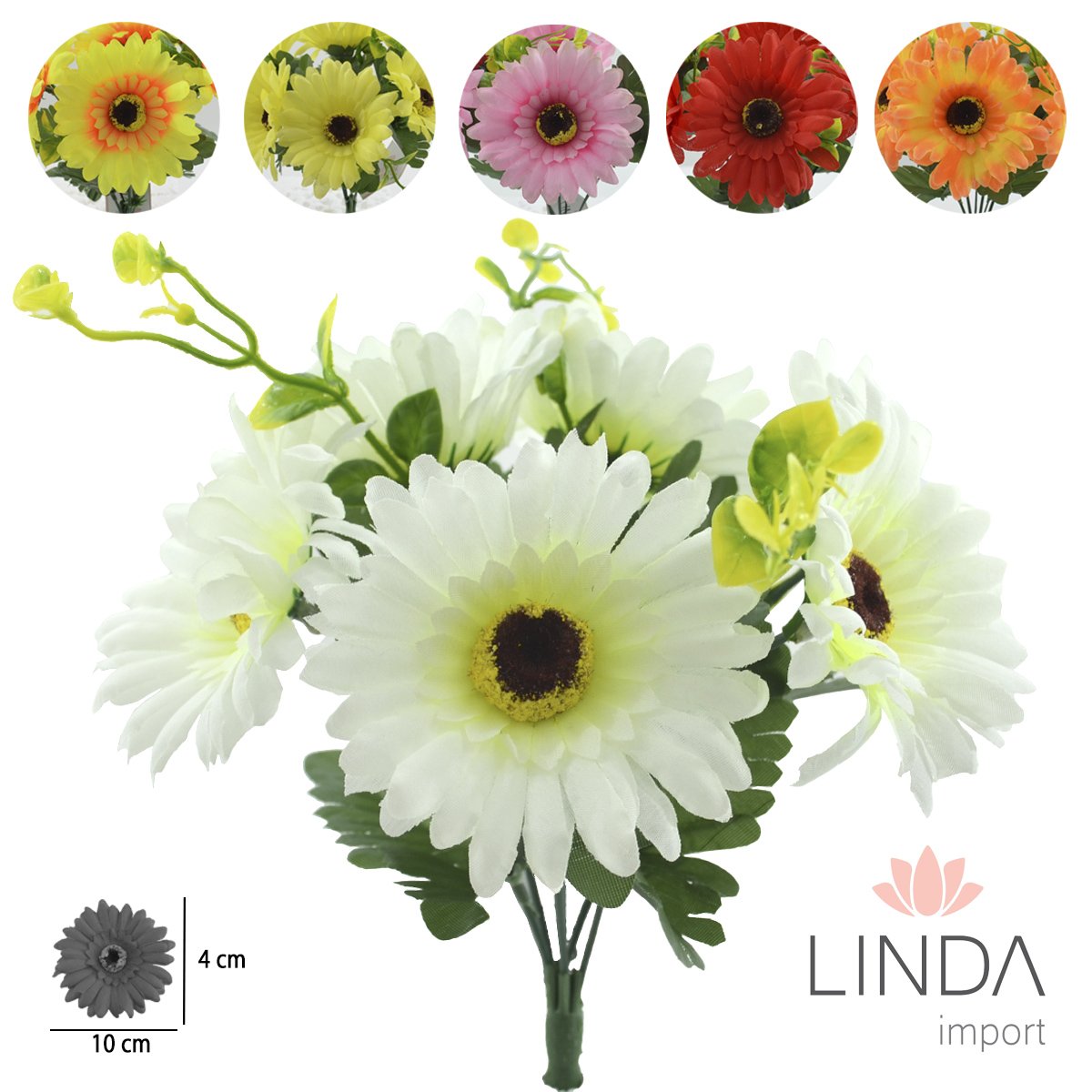 Mini Buque de Gerberas C/6 Galhos 24CM Mix de Cores BG100
