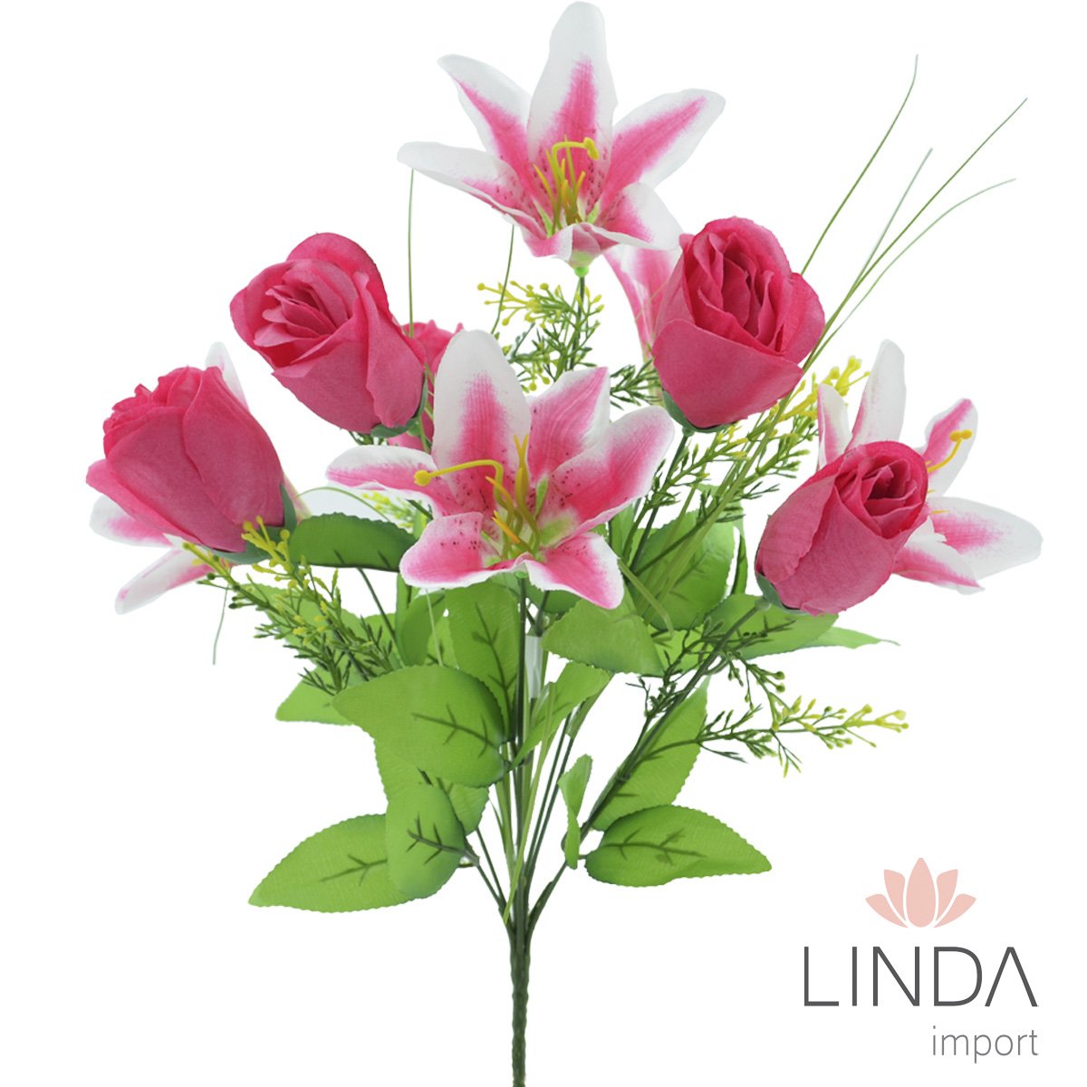 Buquê de Lírios e Rosas C/10 Galhos 45CM Mix de Cores BG105