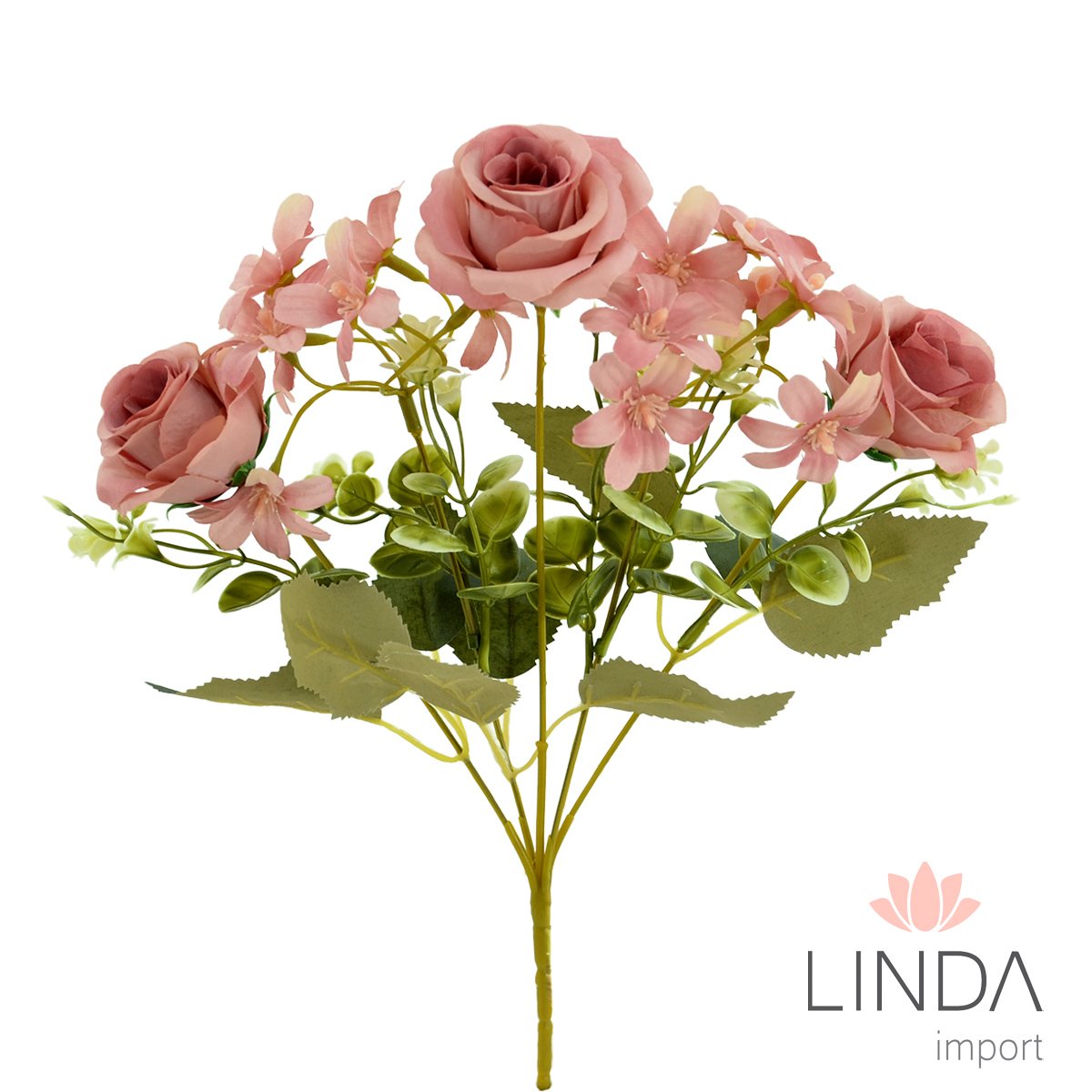 Mini Buquê de Rosas C/5 Galhos 30CM Mix de Cores Bi91