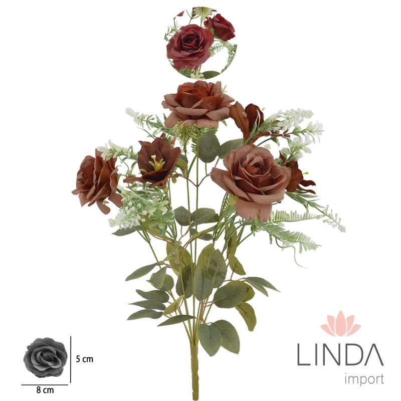 Buquê de Rosas e Astromélia C/9 Galhos 47CM PD01