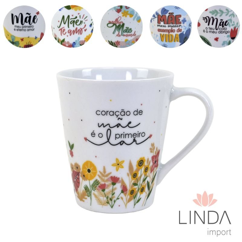 Caneca Porcelana Faixa 290ML Mãe Ja19