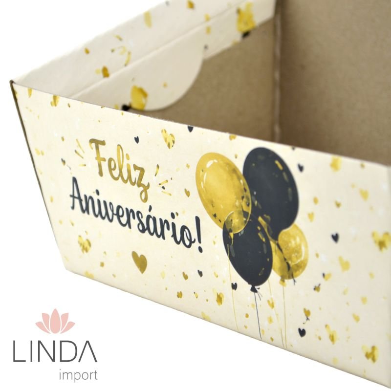 Cesta P Estampa Aniversário 20,5X15,5X12,5 RS01