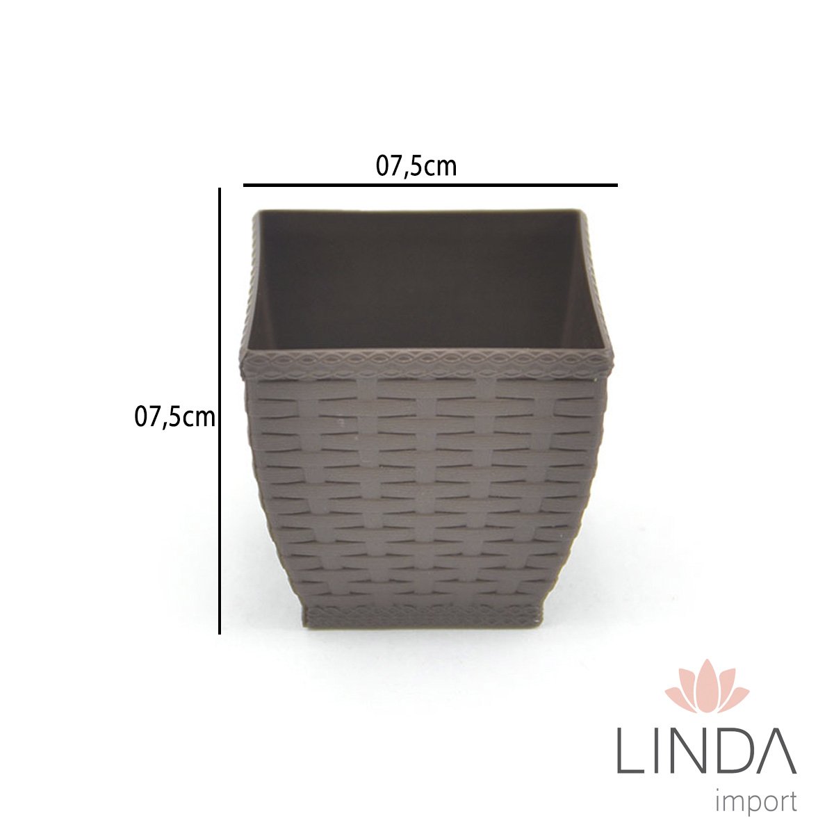 Vaso Cachepo Rattan M3 Quad Coffee 7,5X7,5 GQ24