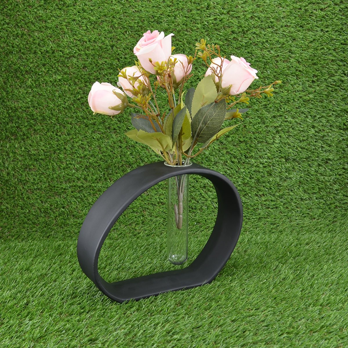 Vaso de Cerâmica Cinto G C/ Tubo Preto Fosco 22X18 HW319