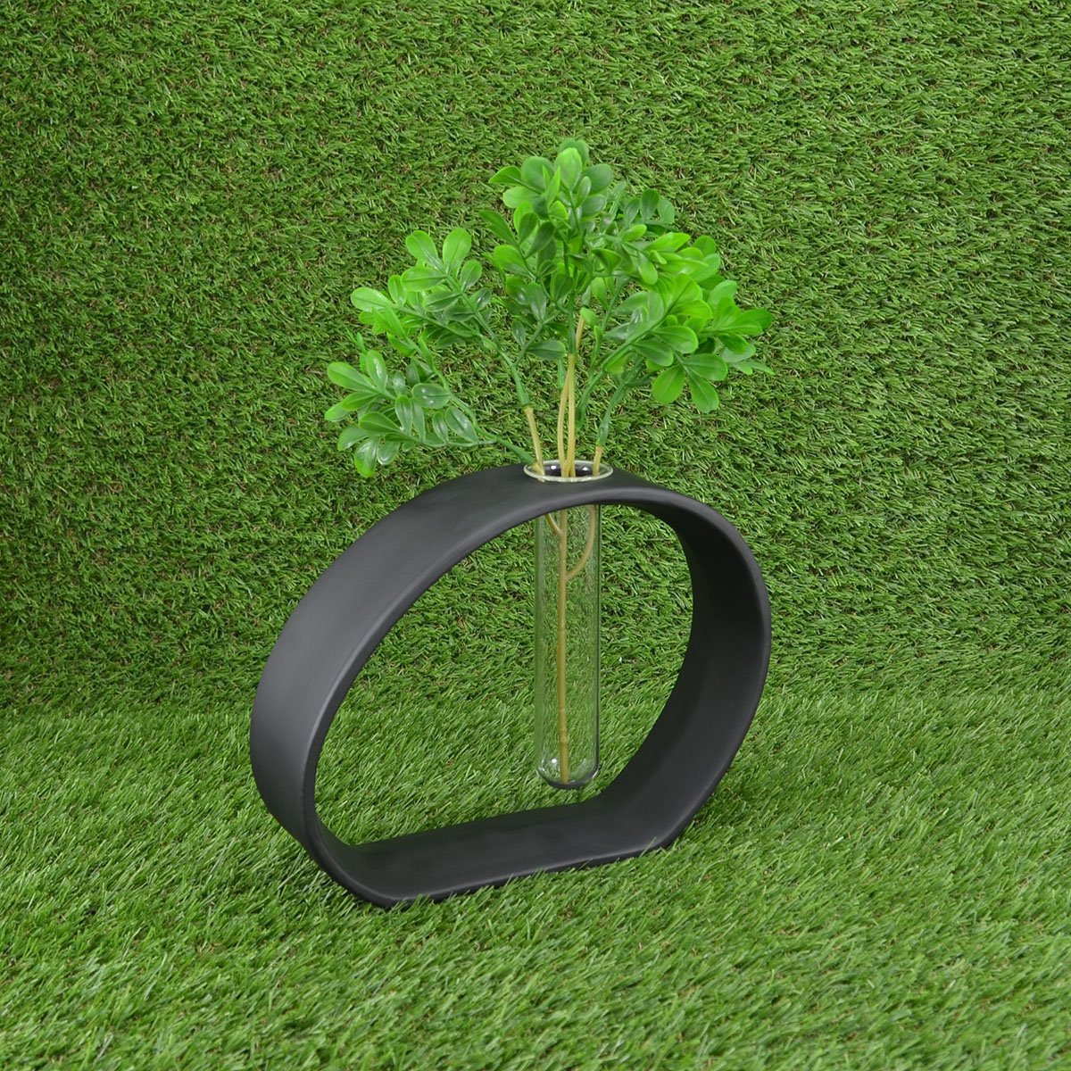 Vaso de Cerâmica Cinto G C/ Tubo Preto Fosco 22X18 HW319