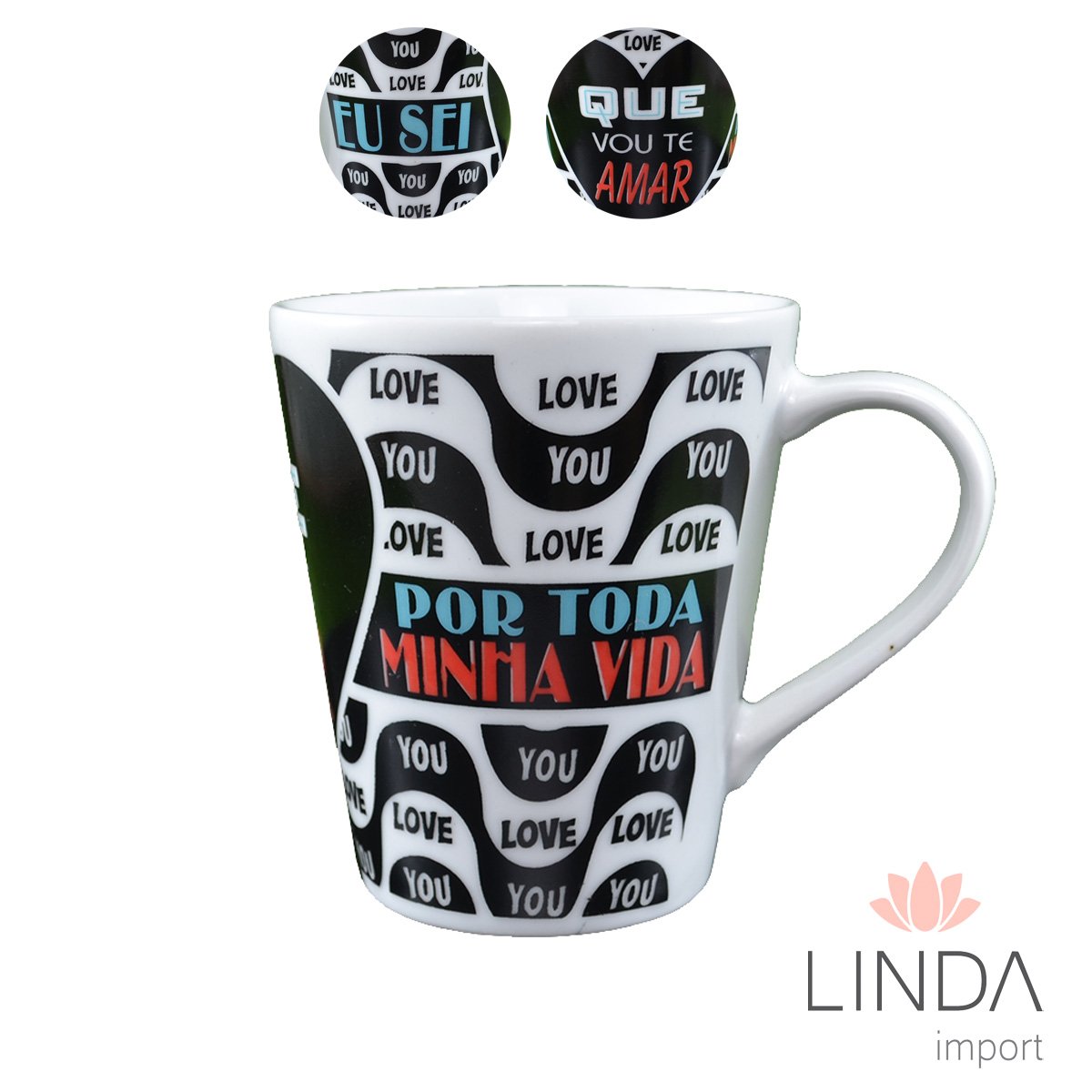 Caneca Porcelana Faixa 290ML Namorados Ja06