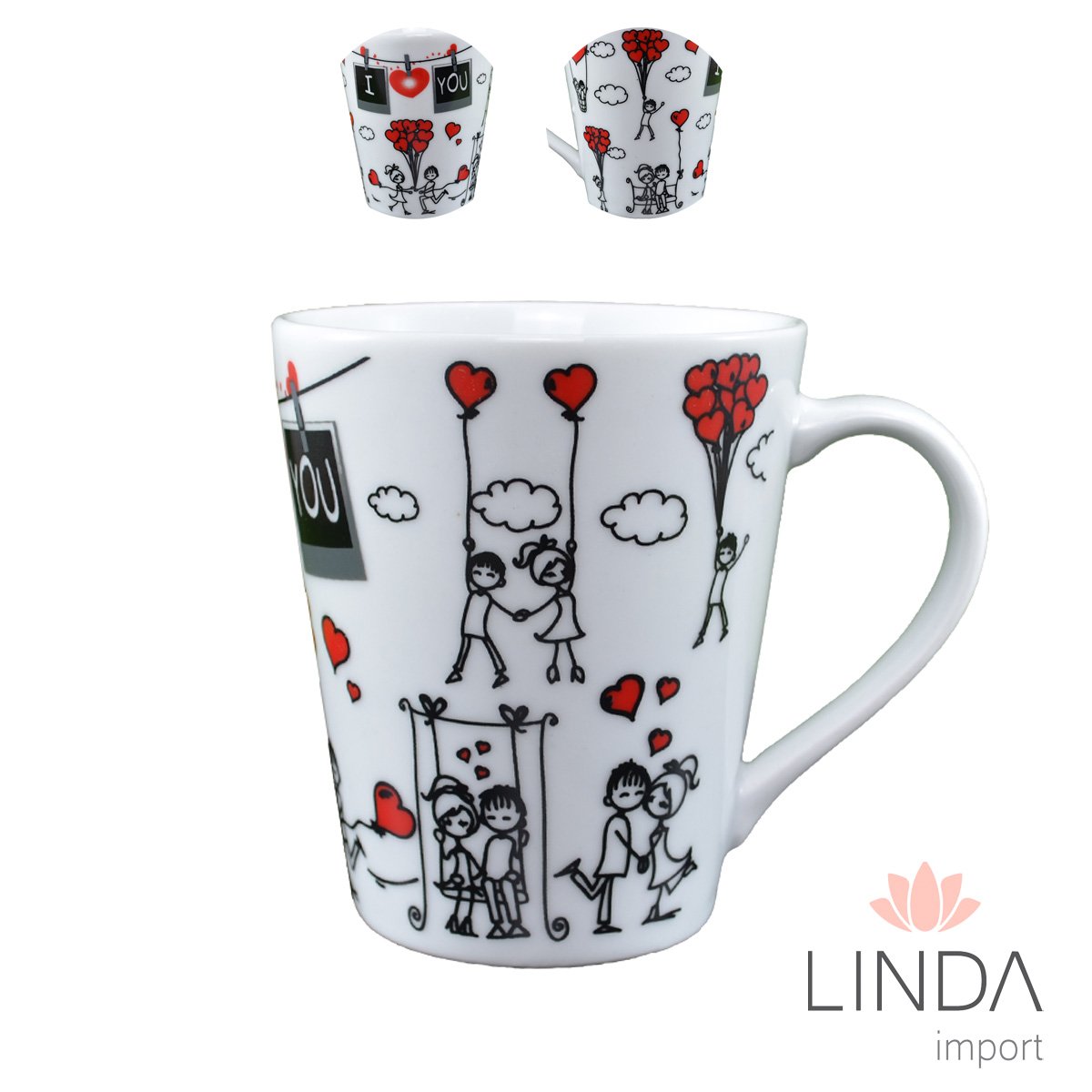 Caneca Porcelana Faixa 290ML Namorados Ja06