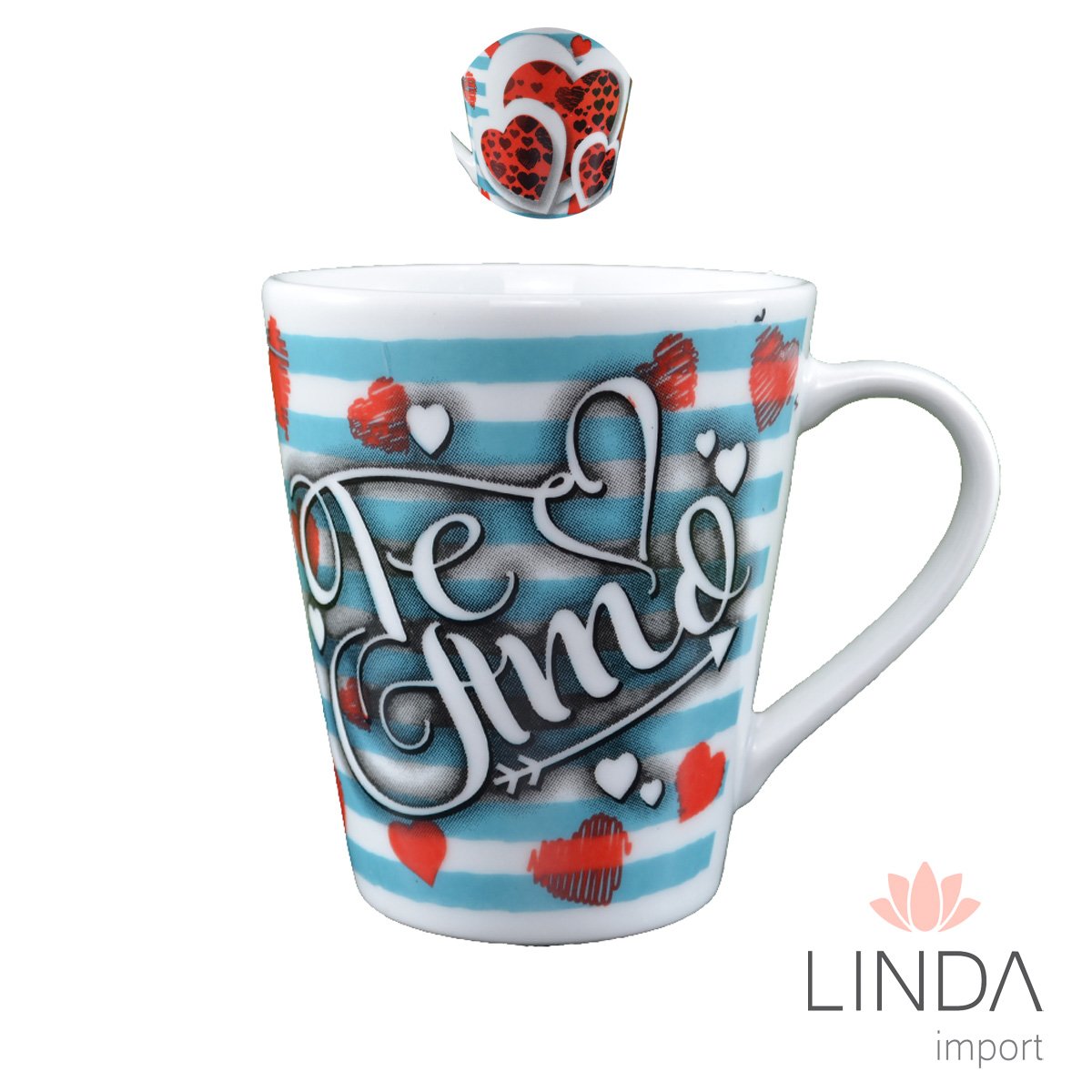 Caneca Porcelana Faixa 290ML Namorados Ja06