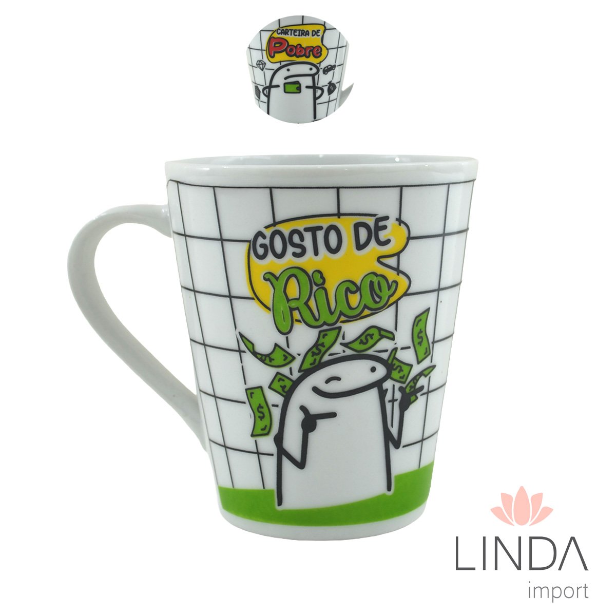Caneca Porcelana Faixa 290ML Flork Frases Ja08