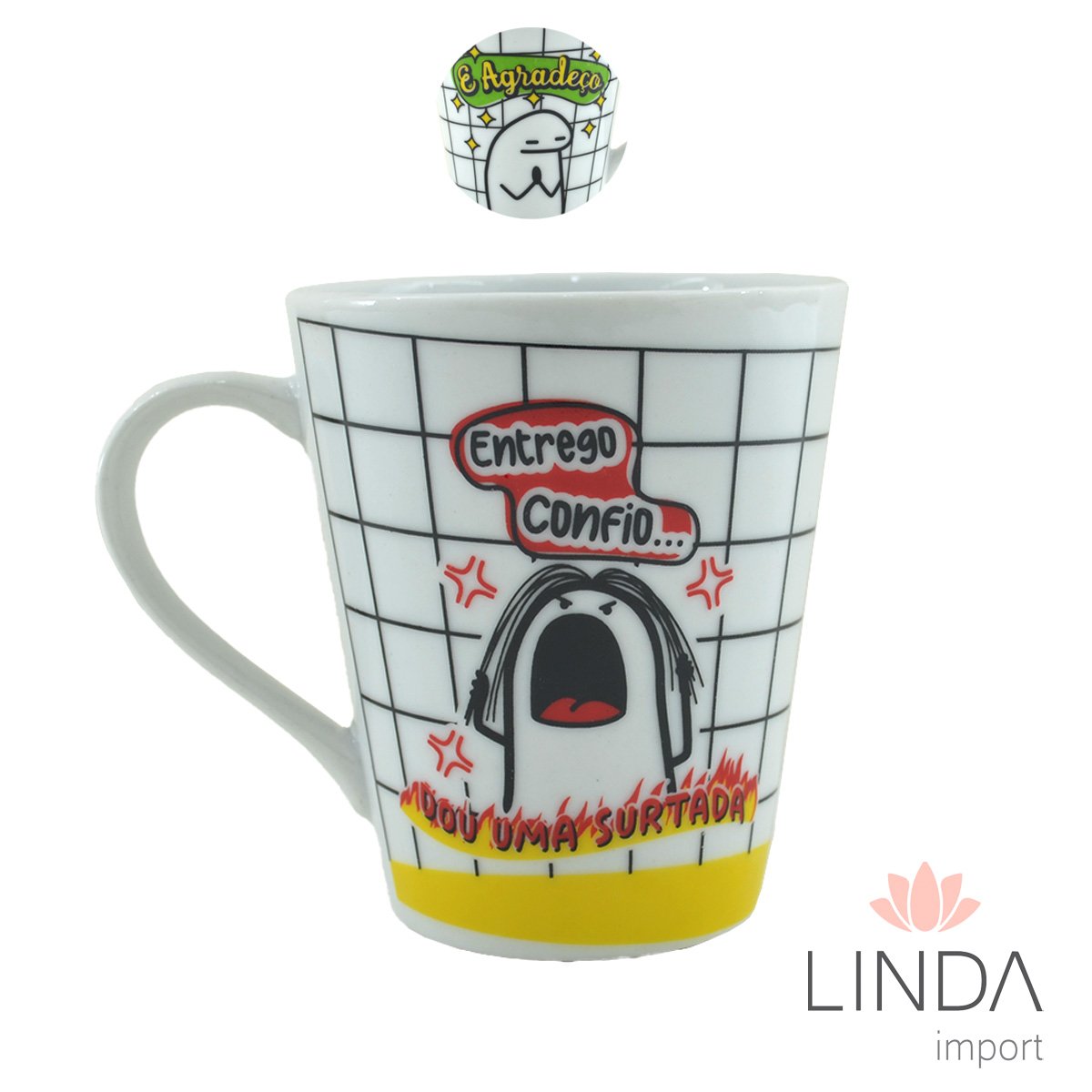Caneca Porcelana Faixa 290ML Flork Frases Ja08