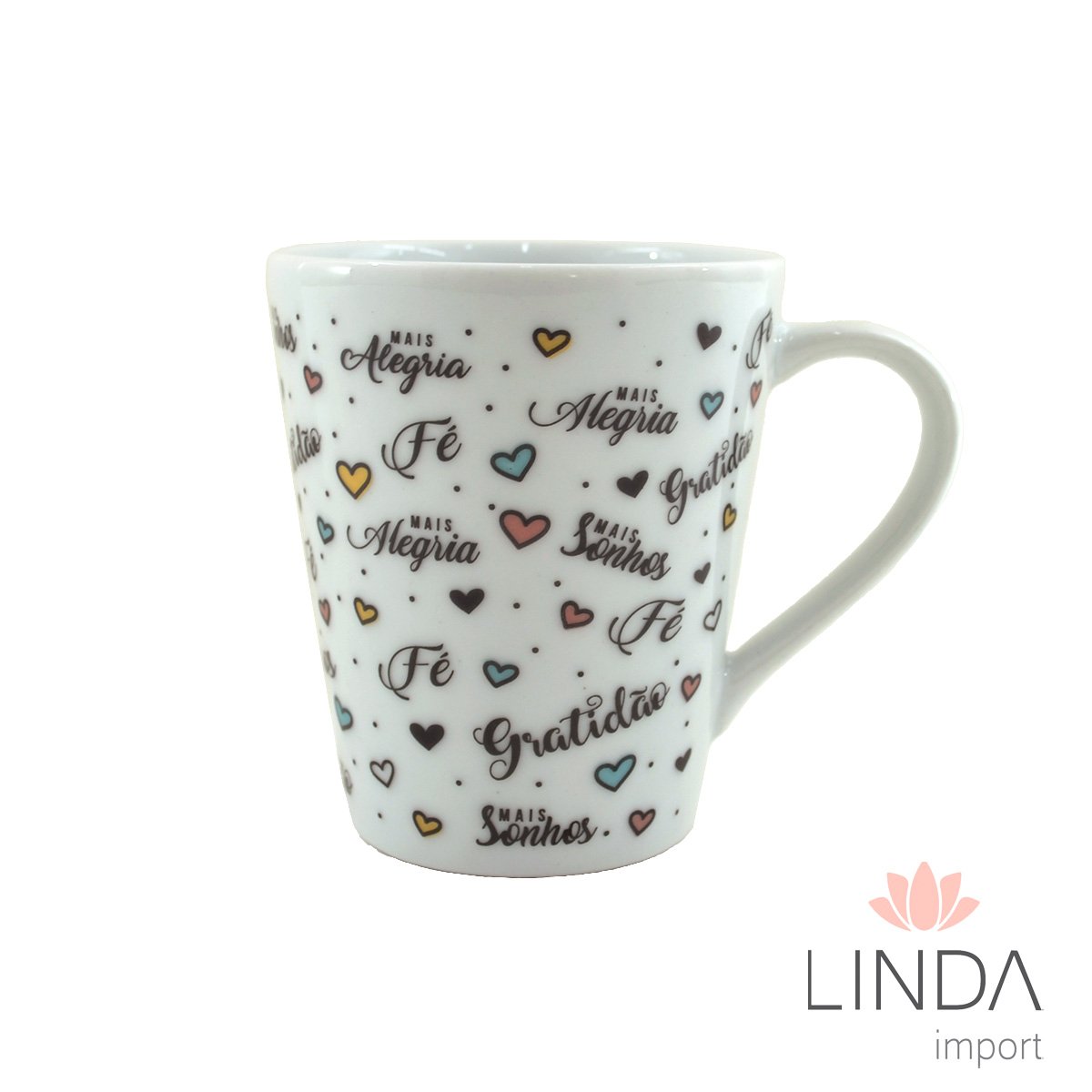 Caneca Porcelana Tulipa Faixa 290ML Gratidão Ja10