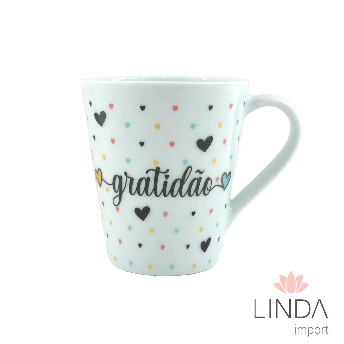 Caneca Porcelana Tulipa Faixa 290ML Gratidão Ja10