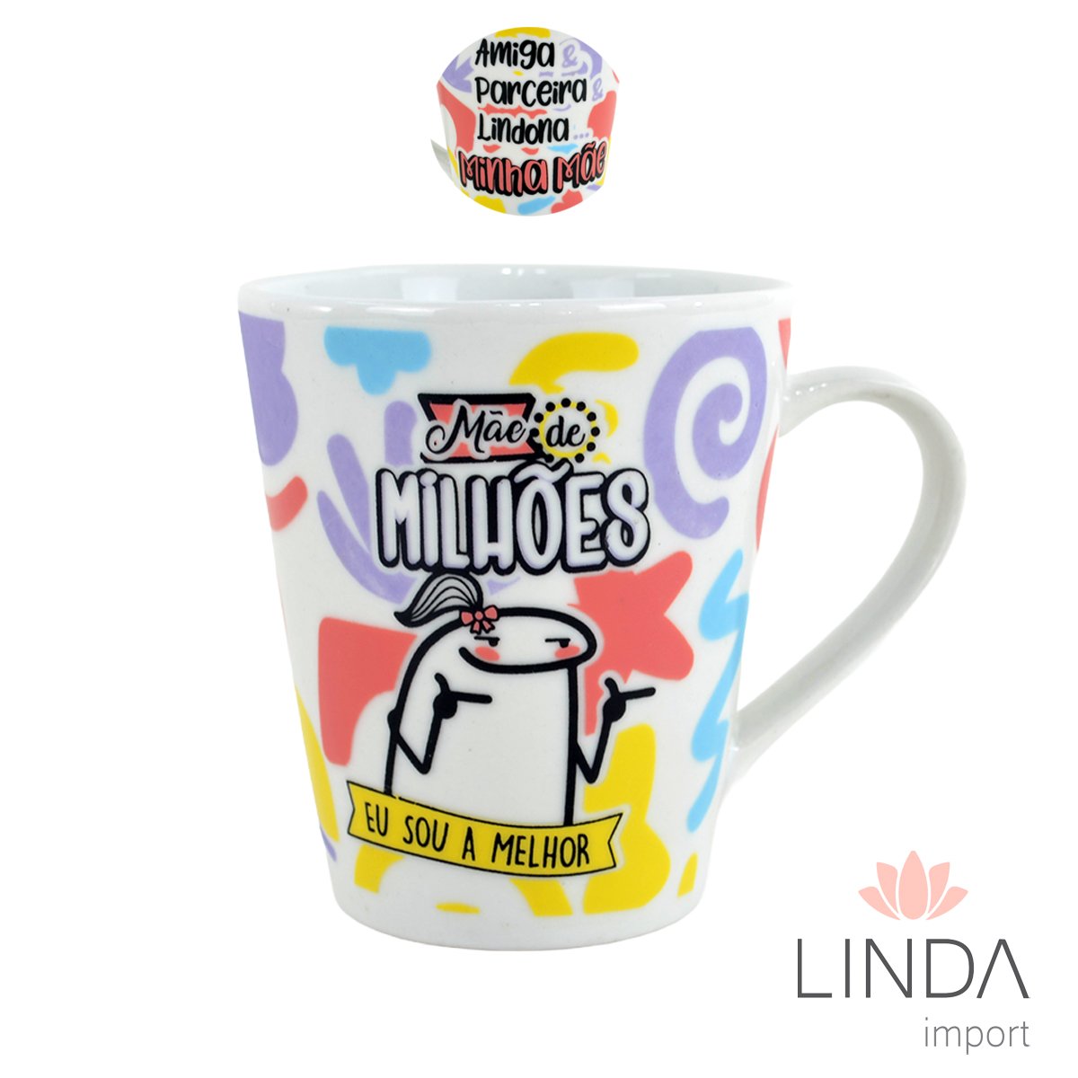 Caneca Porcelana Faixa 290ML Flork Mãe Ja15