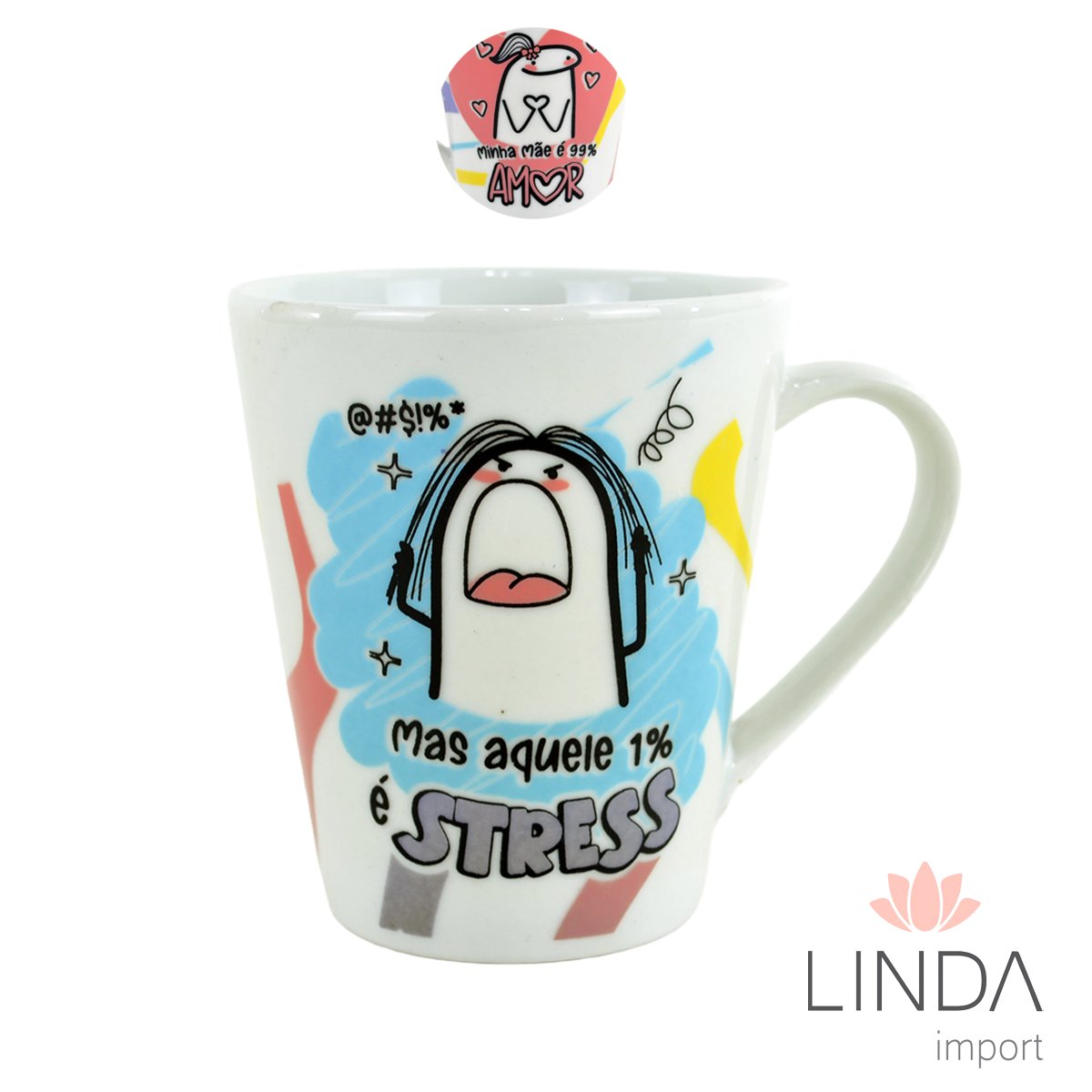 Caneca Porcelana Faixa 290ML Flork Mãe Ja15