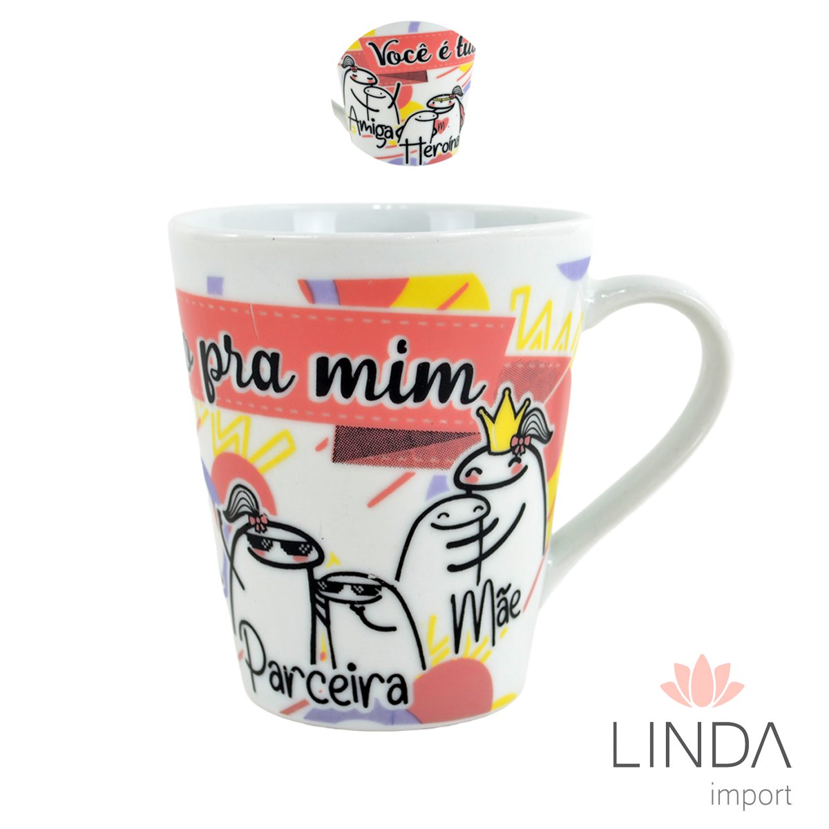 Caneca Porcelana Faixa 290ML Flork Mãe Ja15