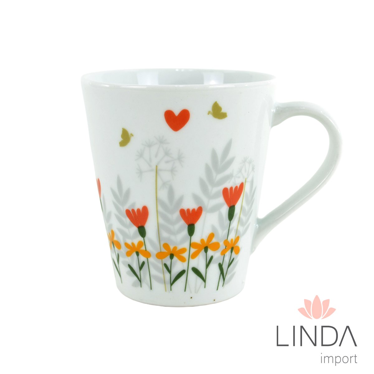 Caneca Porcelana Faixa 290ML Floral Ja16