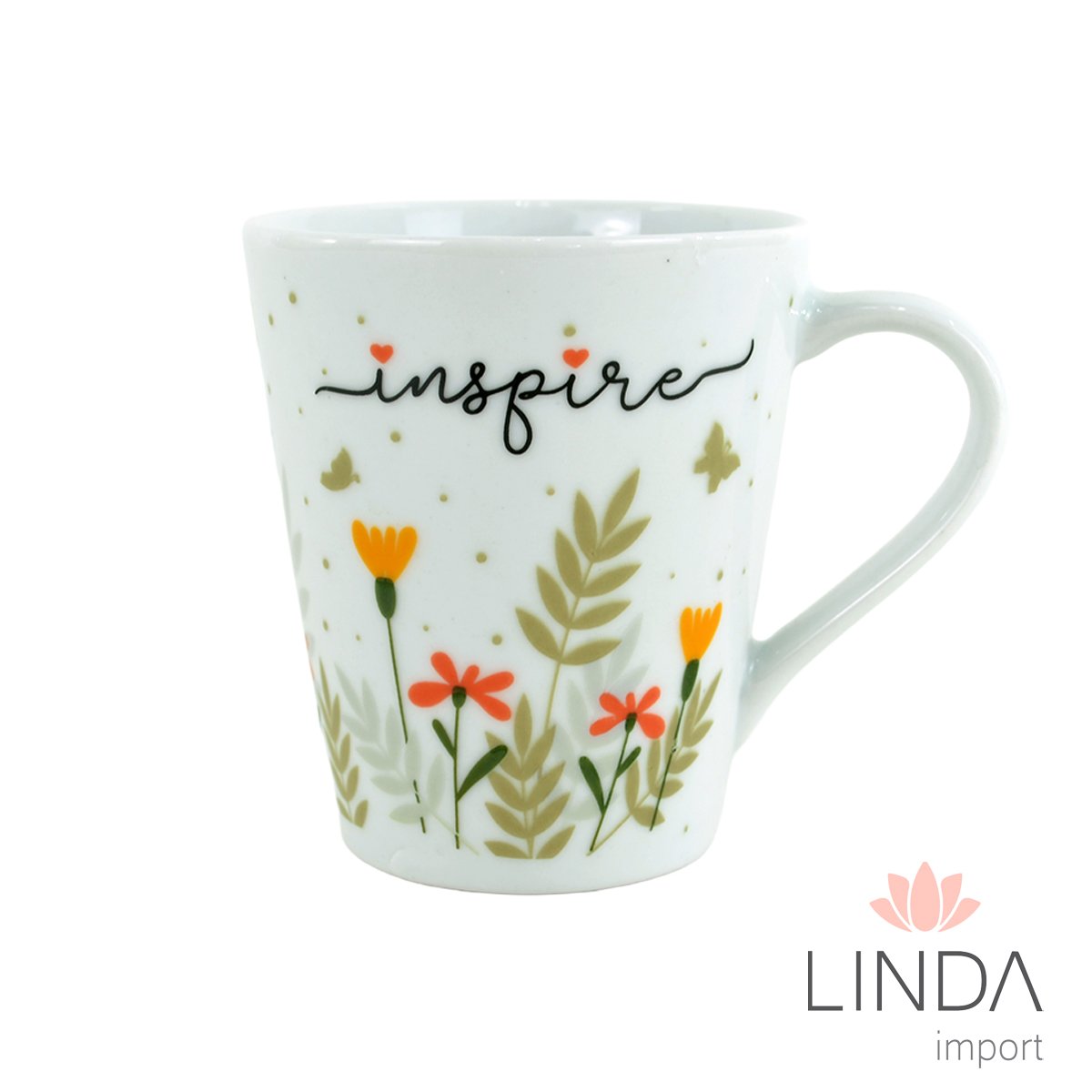 Caneca Porcelana Faixa 290ML Floral Ja16