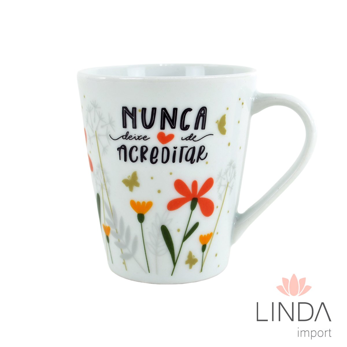 Caneca Porcelana Faixa 290ML Floral Ja16