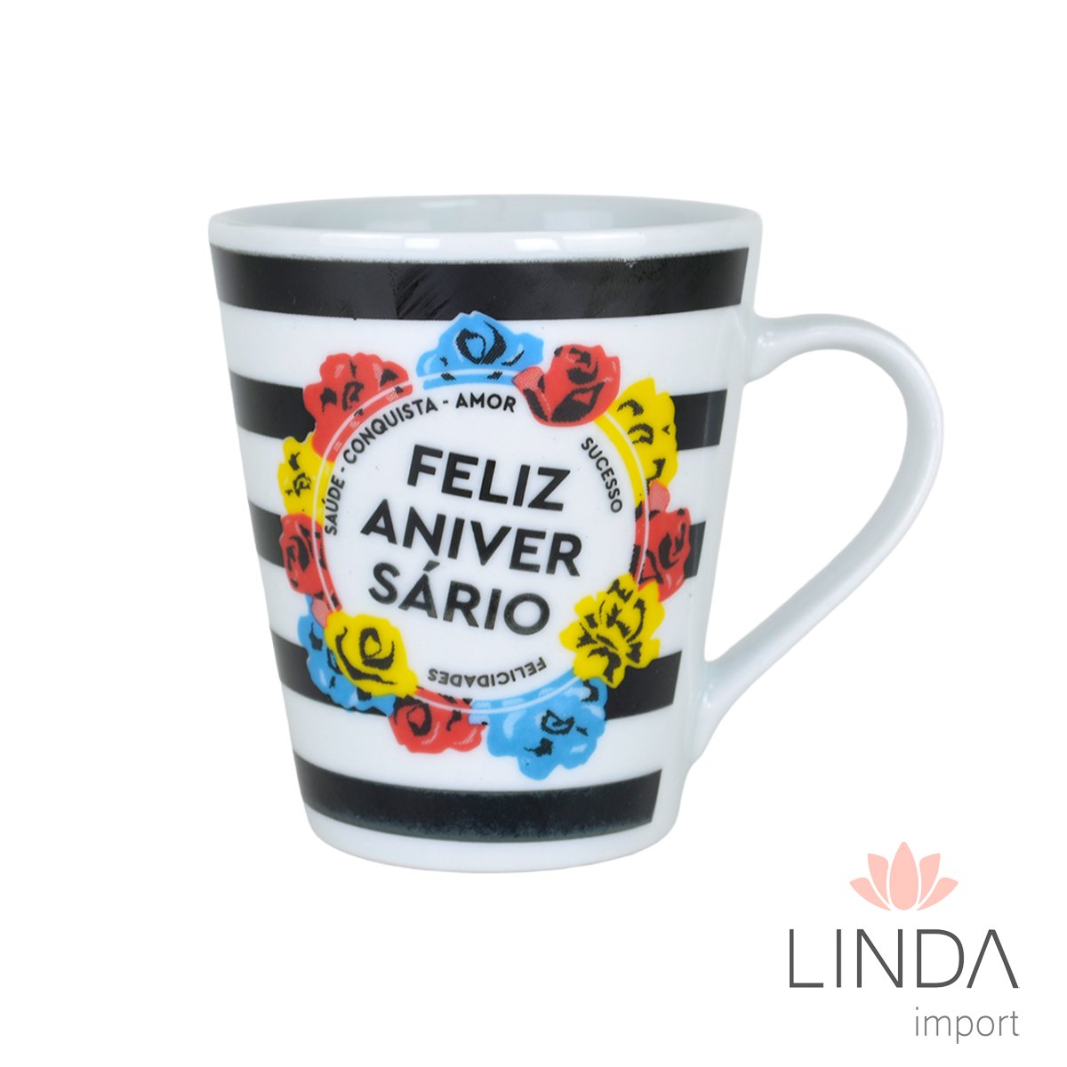 Caneca Porcelana Faixa 290ML Aniversário Ja23