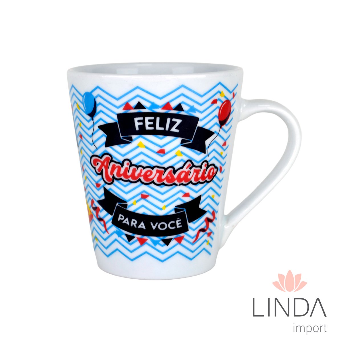 Caneca Porcelana Faixa 290ML Aniversário Ja23