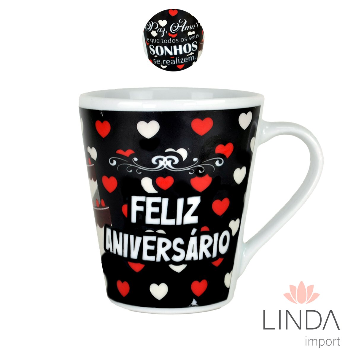 Caneca Porcelana Faixa 290ML Aniversário Ja23