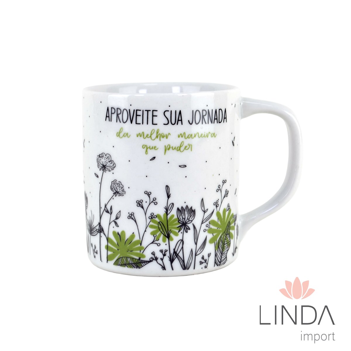 Caneca Porcelana Faixa Reta 300ML Primavera Ja28