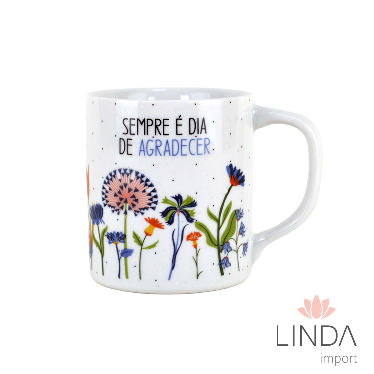 Caneca Porcelana Faixa Reta 300ML Primavera Ja28