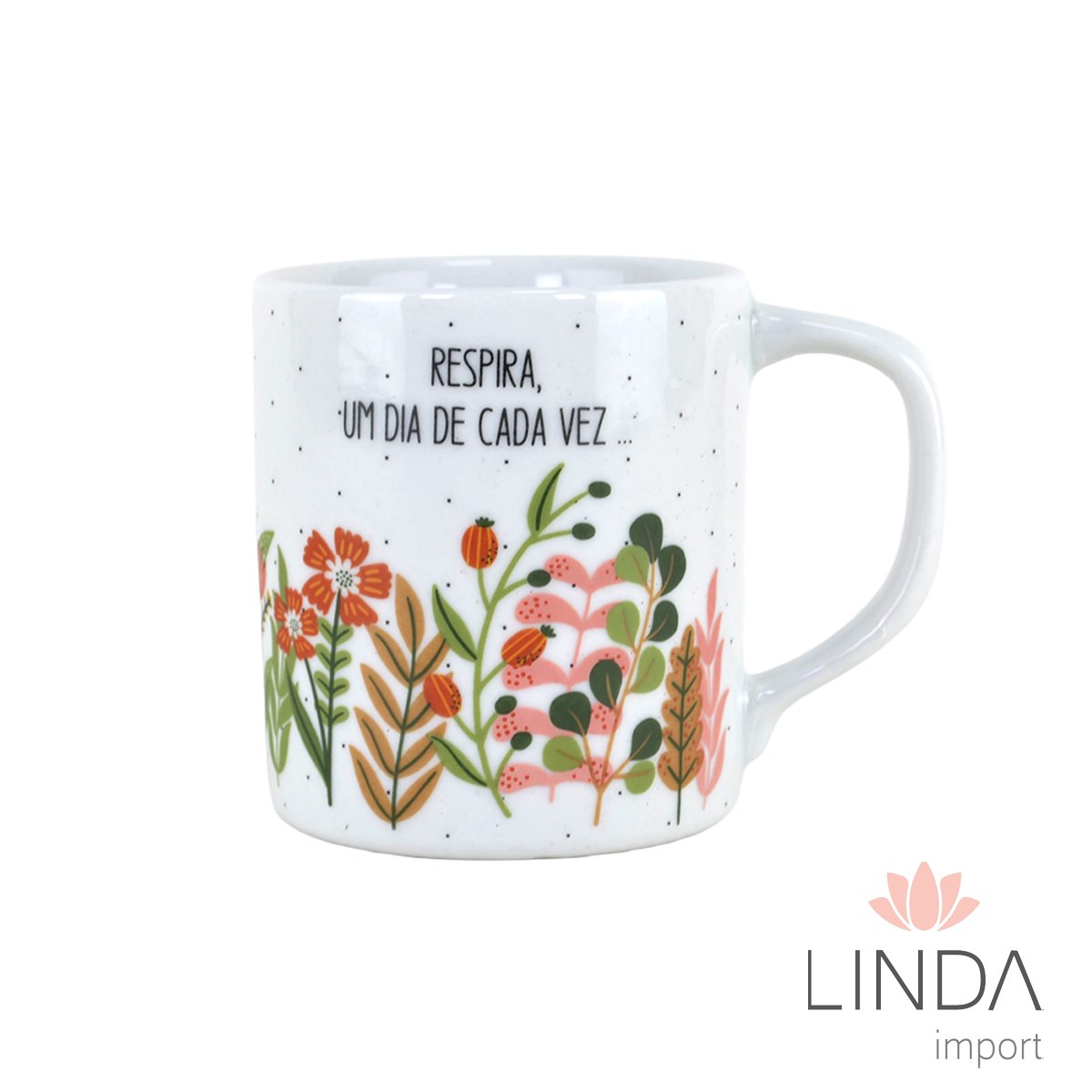 Caneca Porcelana Faixa Reta 300ML Primavera Ja28