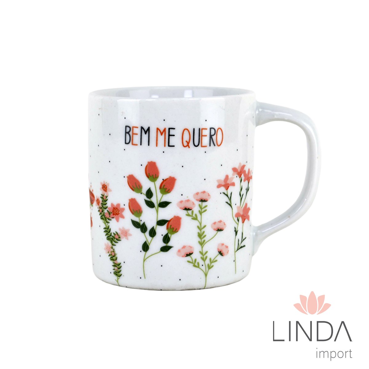 Caneca Porcelana Faixa Reta 300ML Primavera Ja28