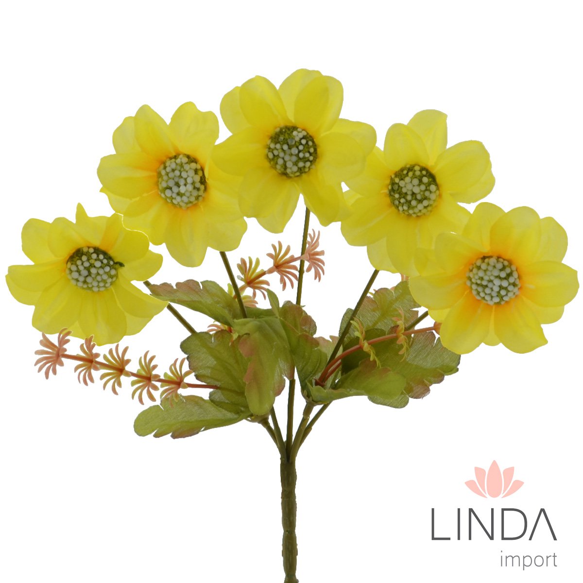 Mini Buquê de Flores C/5 Galhos 30CM Mix de Cores JN17