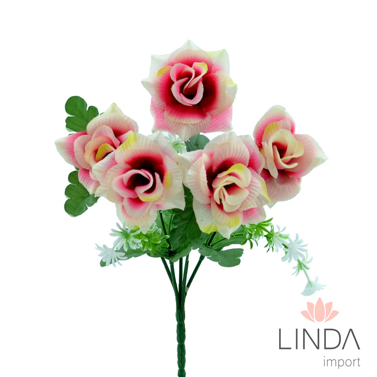 Mini Buquê de Rosas C/5 Galhos 30CM Mix de Cores JN10
