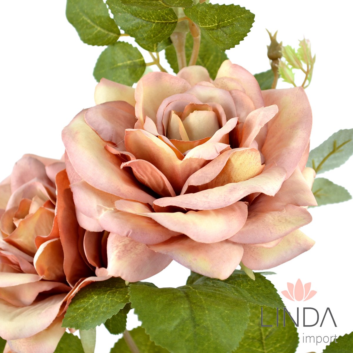 Haste de Rosas Envelhecida C/3 Flores 78CM KG36
