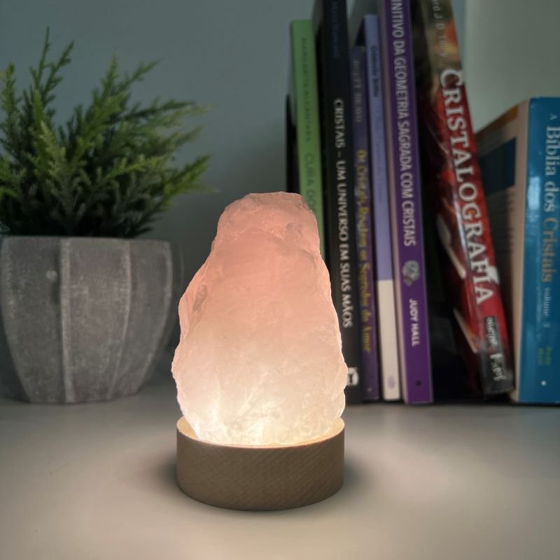 Luminaria Quartzo Rosa Led Branco Id115