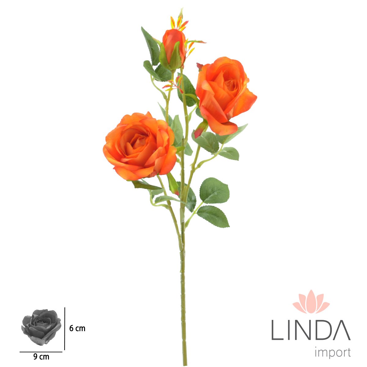 Haste de Rosa C/4 Galhos 64CM Mix de Cores MB14
