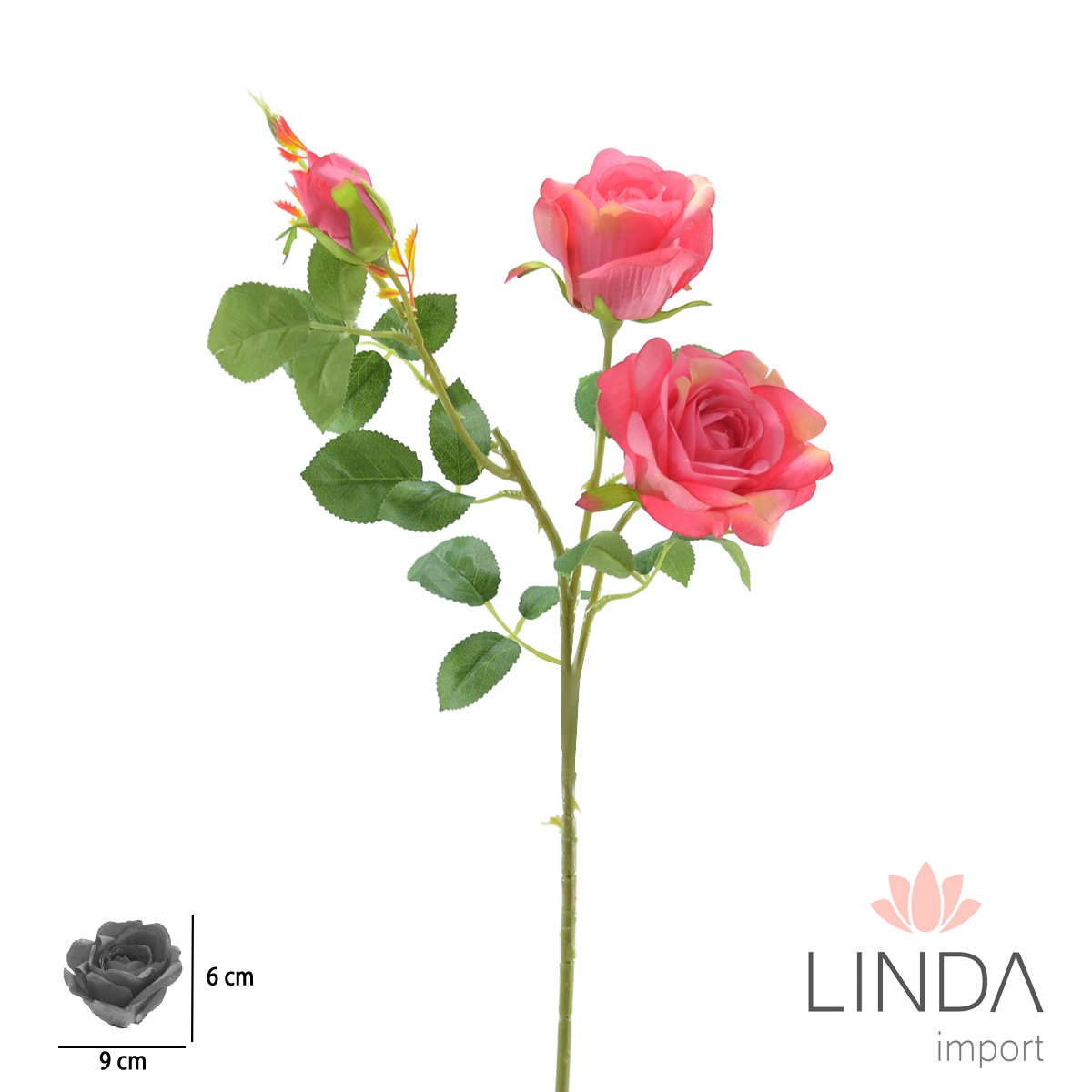 Haste de Rosa C/4 Galhos 64CM Mix de Cores MB14