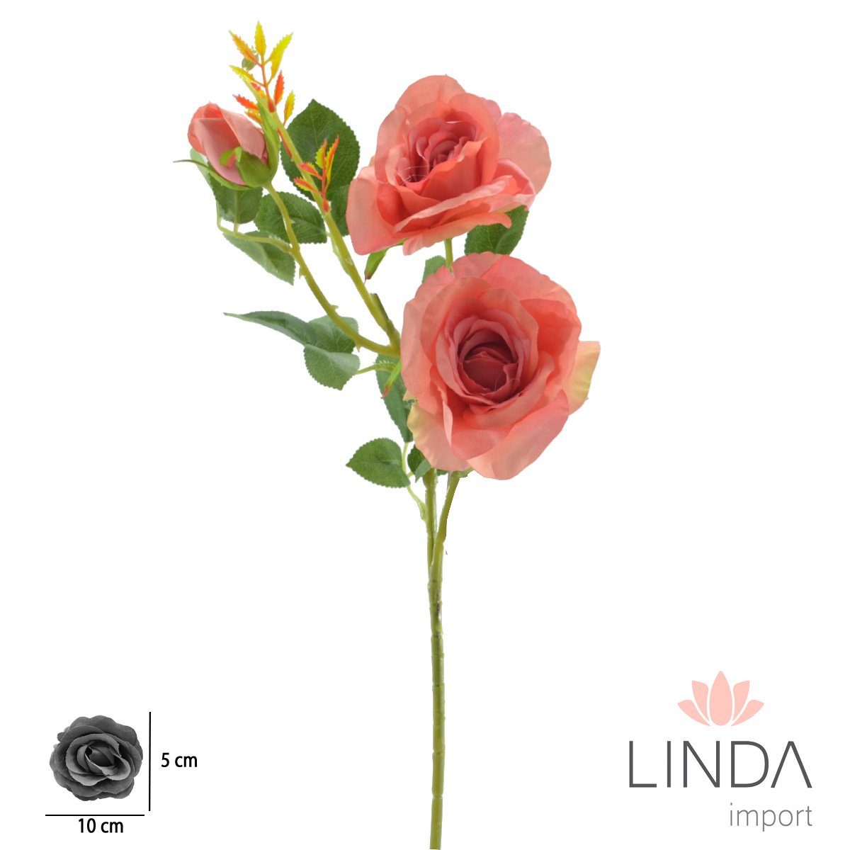 Haste de Rosa C/4 Galhos 64CM Mix de Cores MB15
