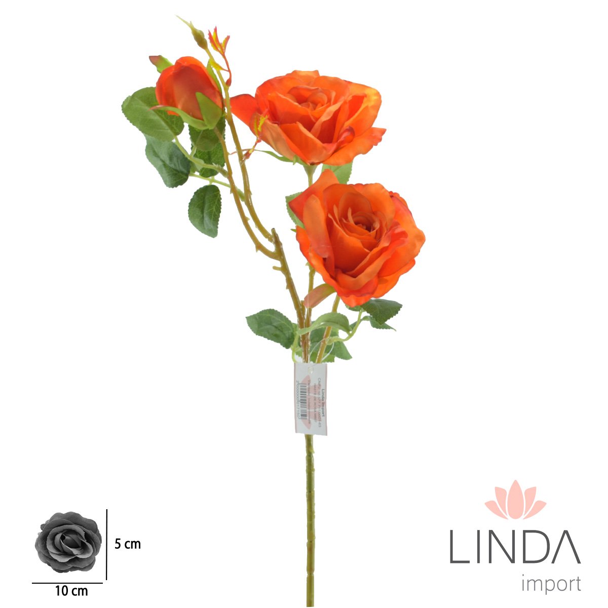 Haste de Rosa C/4 Galhos 64CM Mix de Cores MB15