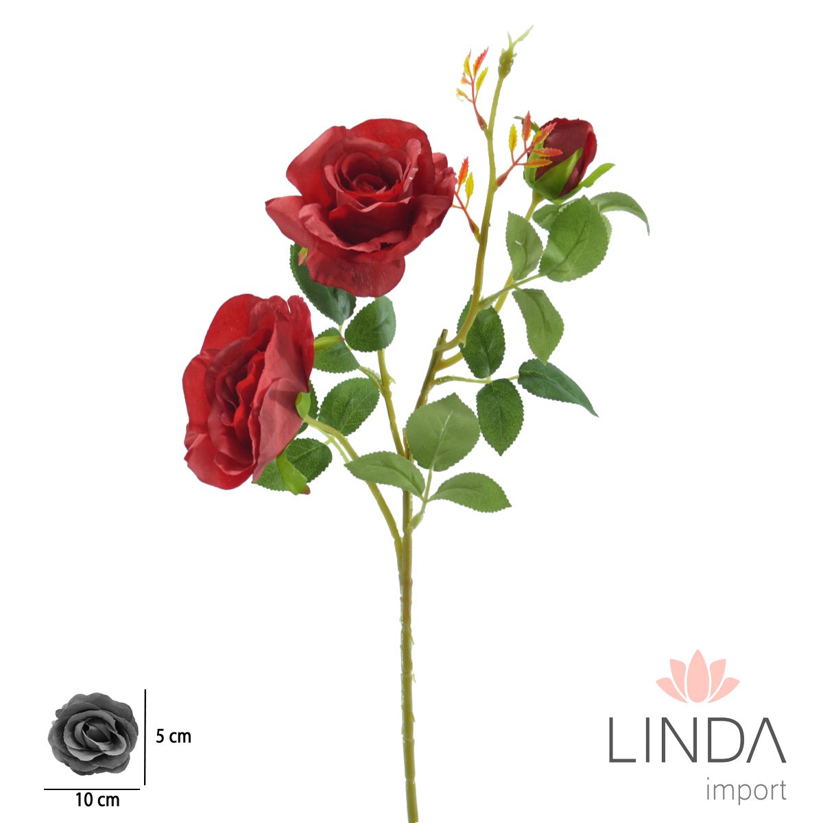 Haste de Rosa C/4 Galhos 64CM Mix de Cores MB15