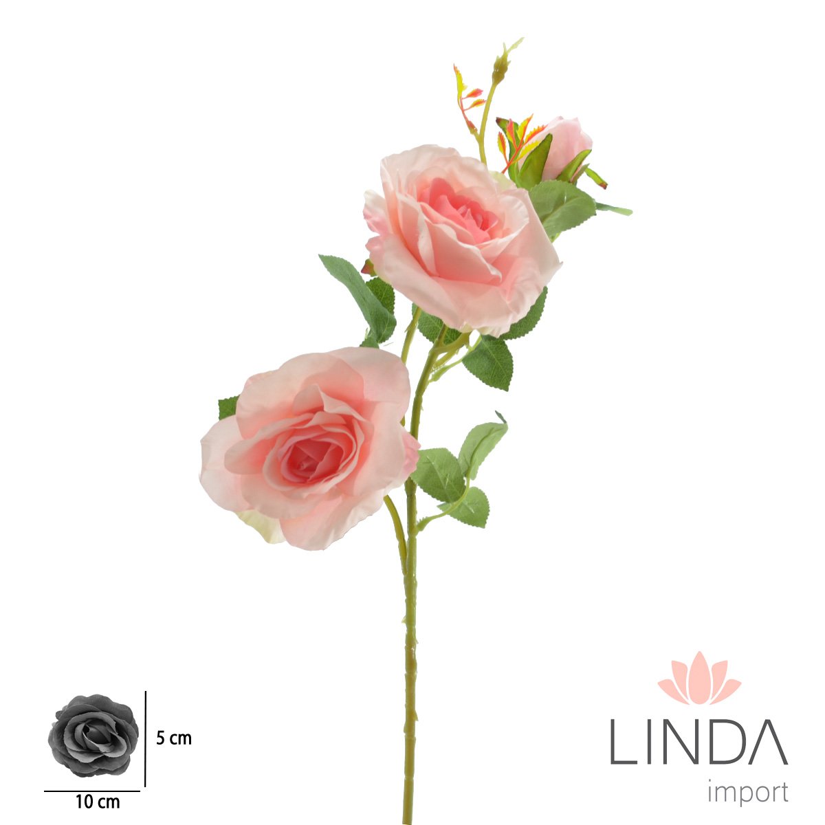 Haste de Rosa C/4 Galhos 64CM Mix de Cores MB15