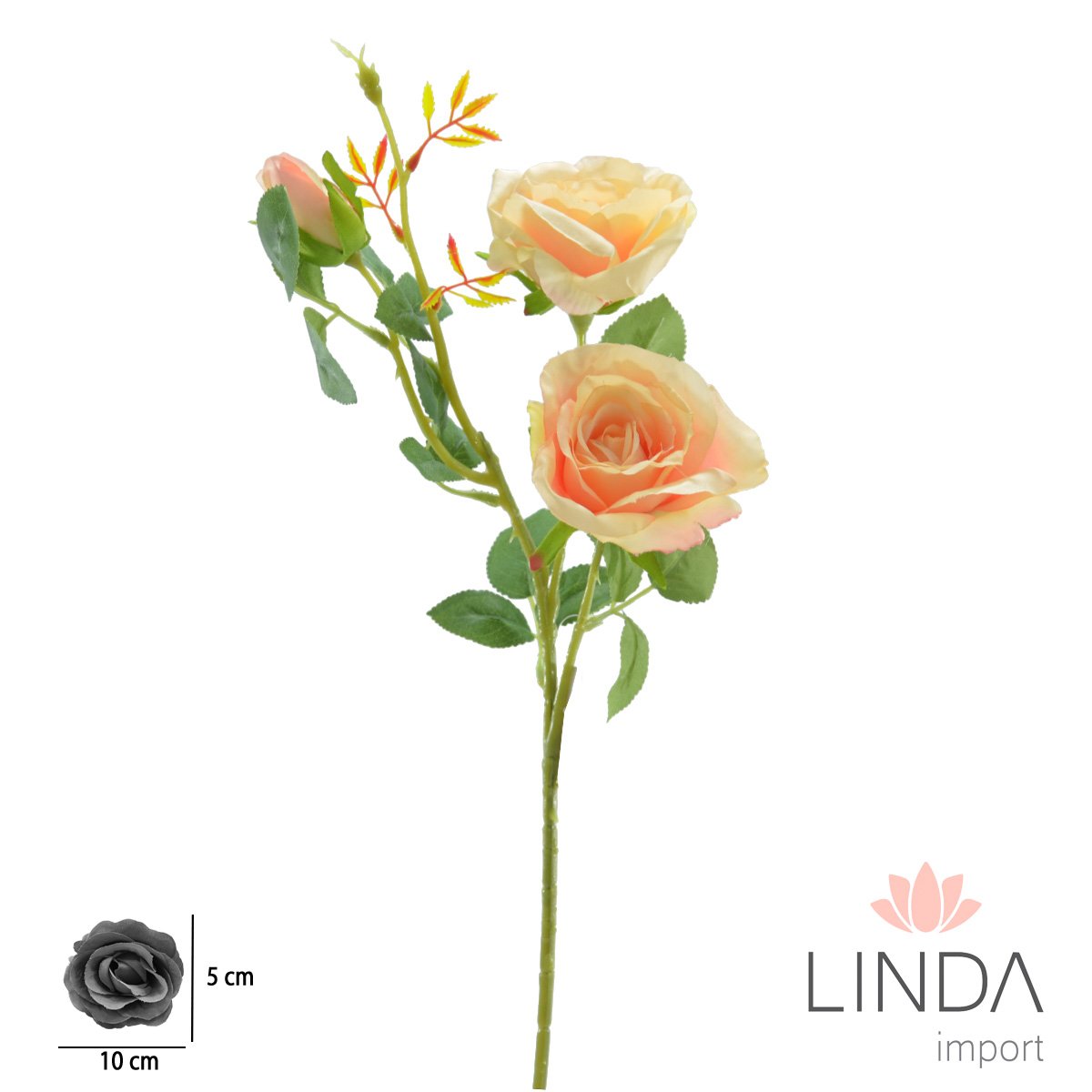 Haste de Rosa C/4 Galhos 64CM Mix de Cores MB15